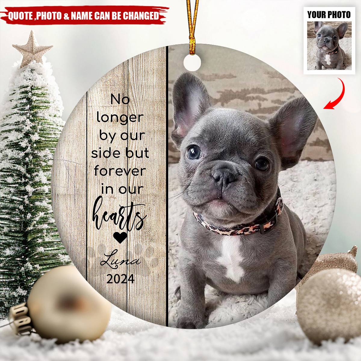 Forever In Our Hearts  Personalized Circle Ceramic Ornament