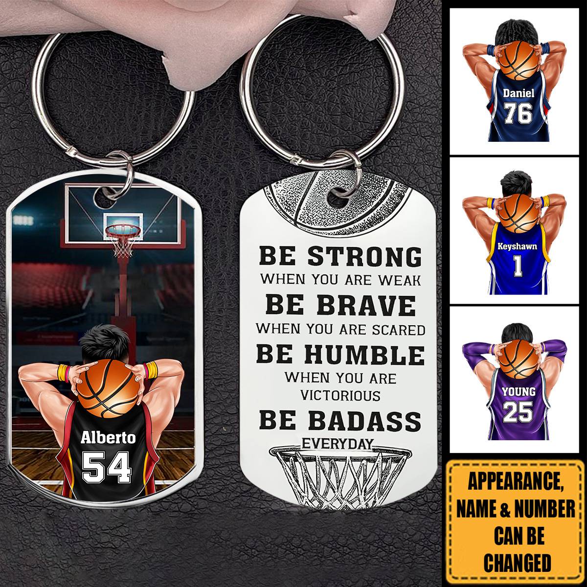 Be Strong - Basketball Version - Personalized Stainless Steel Keychain