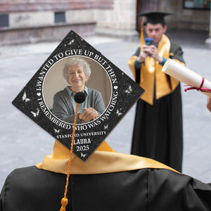 I Remembered Who Was Watching - Personalized Photo Graduation Cap Topper