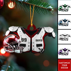 Personalized American Football Ornament 2026, Custom Shoulder Pads and Helmet Keepsake