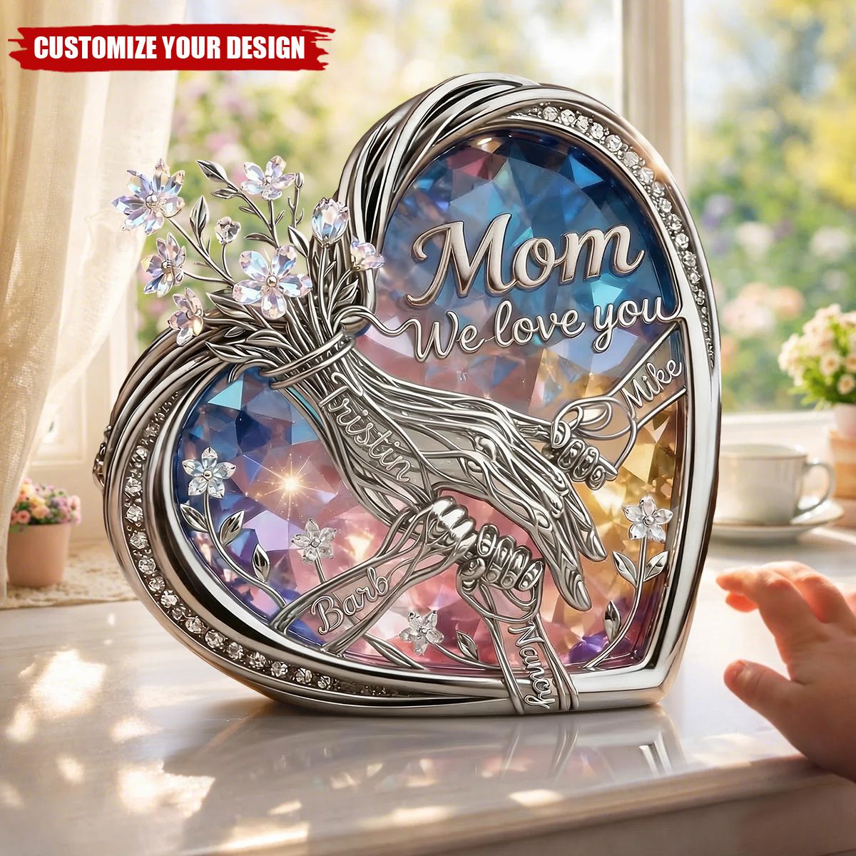 Personalized Mom & Children Holding Hands Love Acrylic Plaque