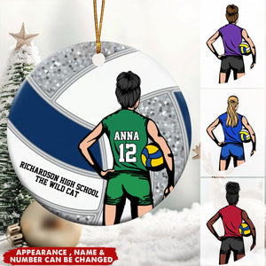 Personalized Volleyball Ceramic Circle Ornament-Gift For Volleyball Lovers