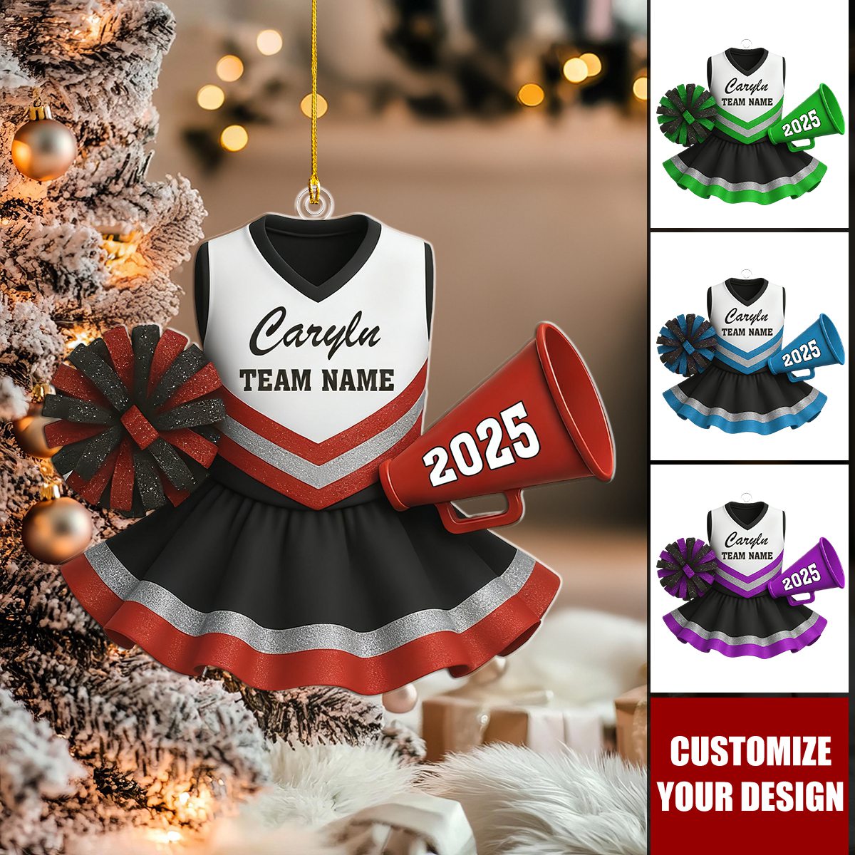Personalized Cheerleader Ornament, Cheerleading Christmas Ornament