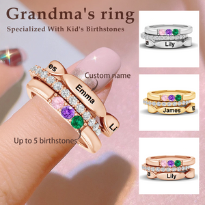 Personalized Custom Name Birthstone Stacking Ring Gifts for Her