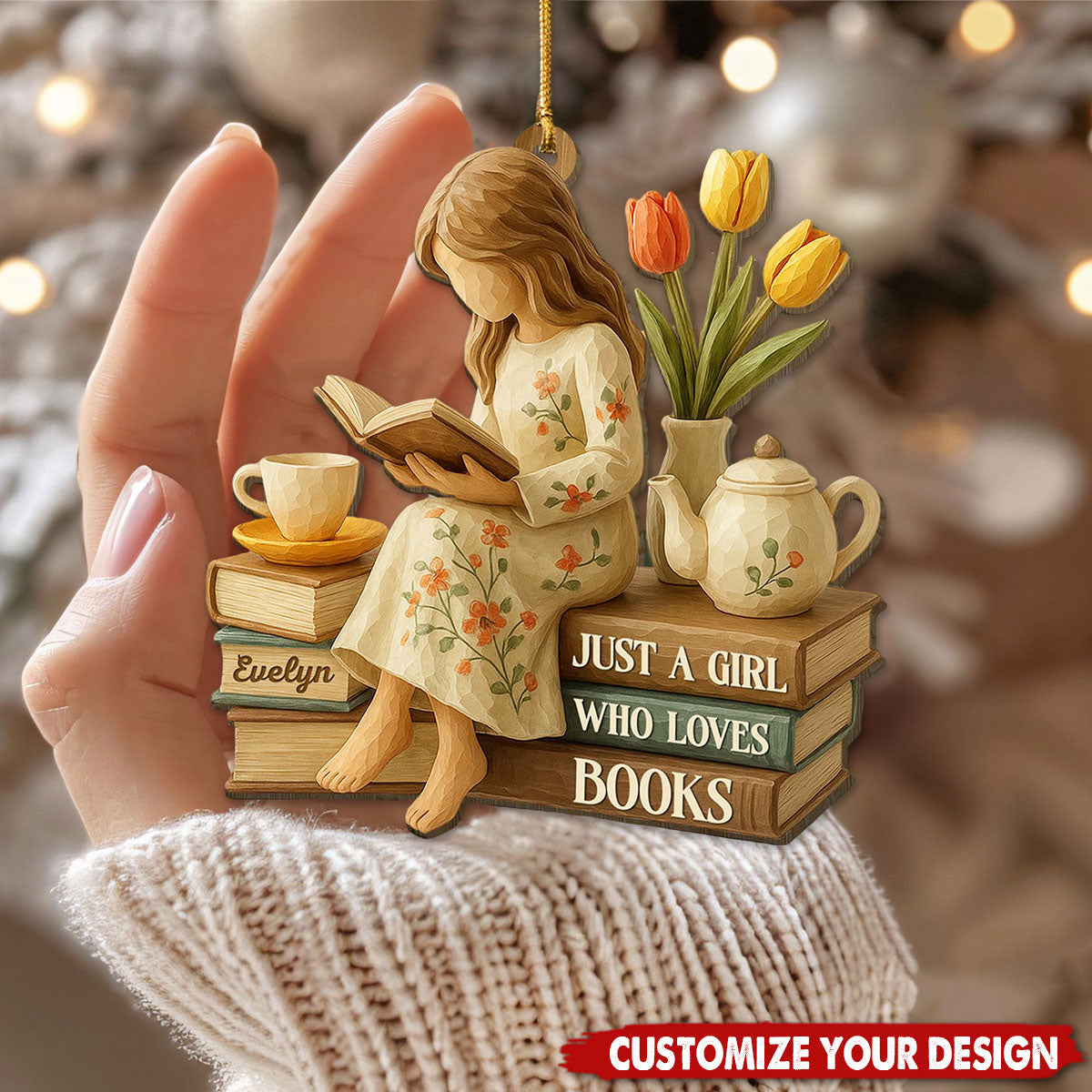 Personalized Just A Girl Who Loves Books  Ornament, Gift For Book Lover