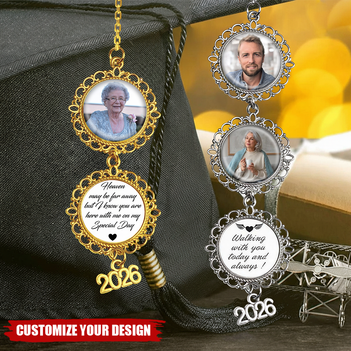 Walking With You - Custom Graduation Tassel With Photo Charm