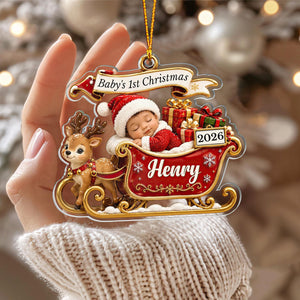 Custom First Christmas Acrylic Ornament - Personalized Christmas Baby Shower Gifts