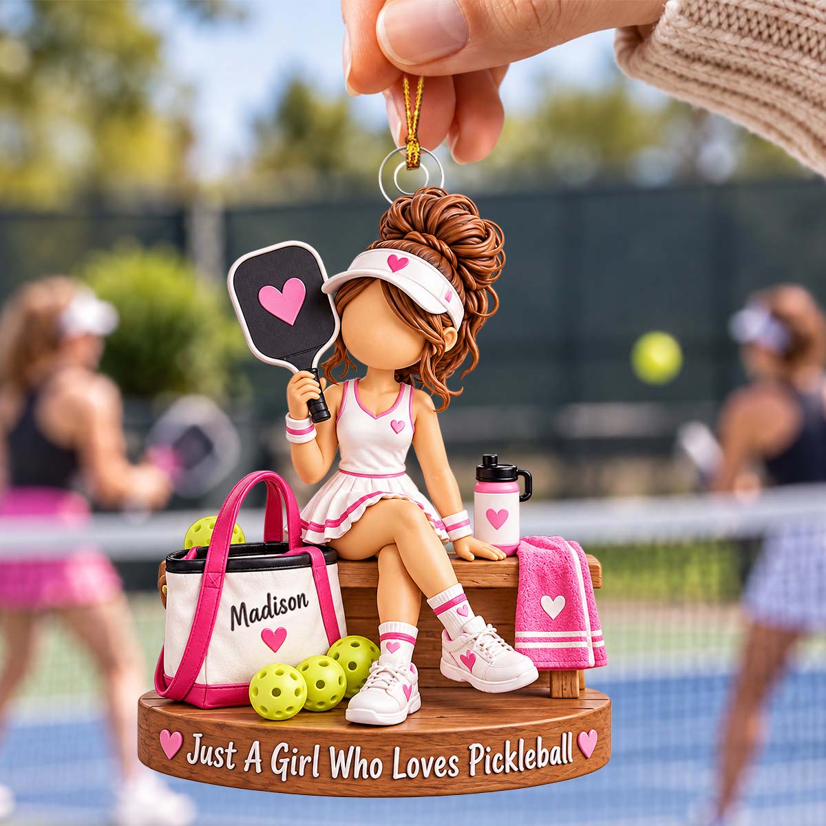 Personalized Pickleball Girl Christmas Ornament