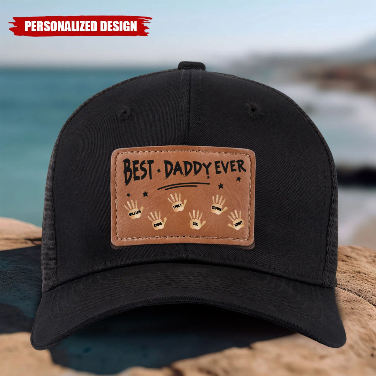 Stamped With Love - Personalized Leather Patch Father's Day Cap