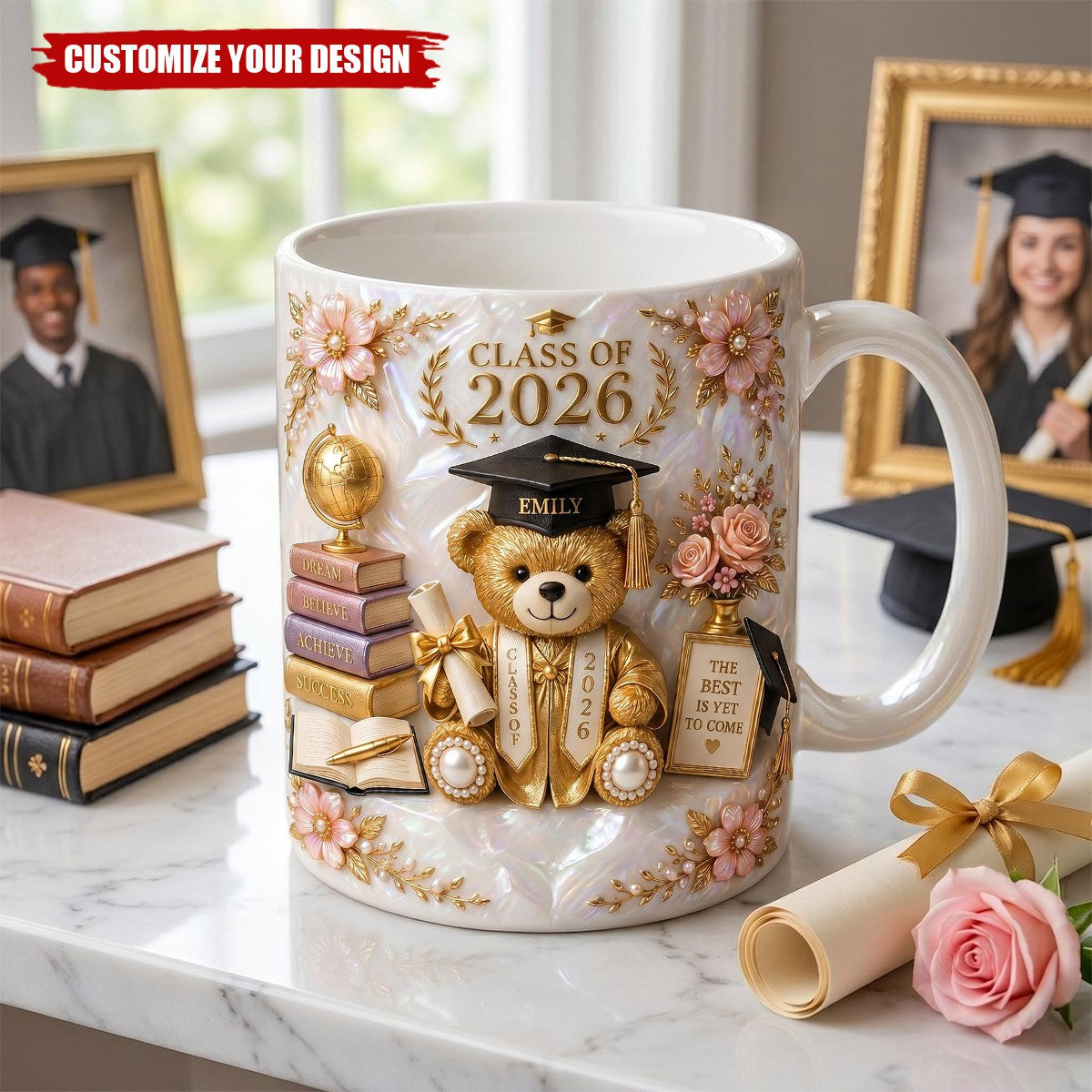 Personalized Class of 2026 Bear Graduation Mug