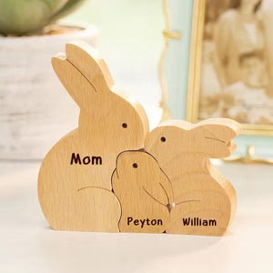Custom Easter Rabbits Family Wooden Bunny Puzzle