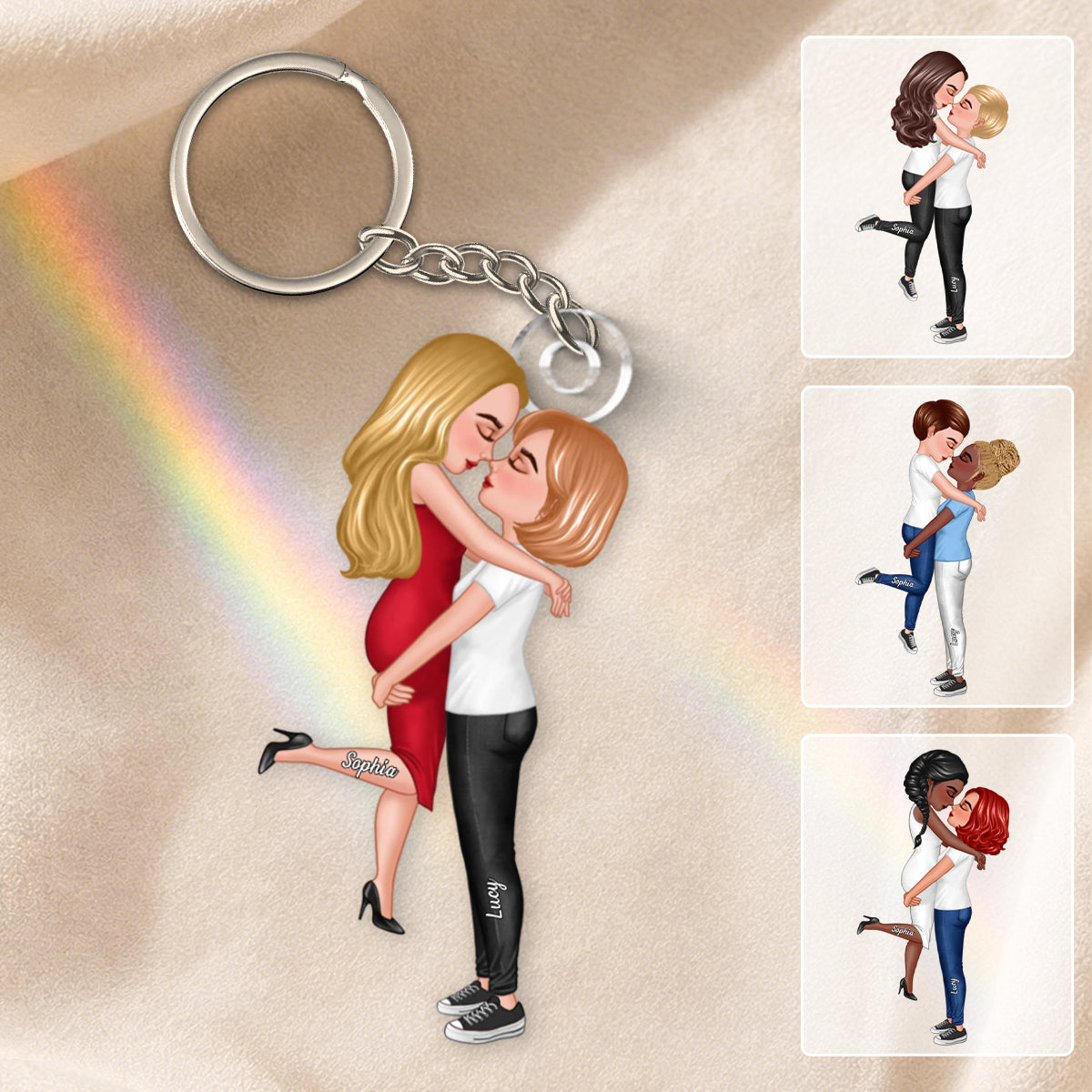 Custom LGBTQ Love Acrylic Keychain – Personalized Romantic Gift For LGBTQ Partners