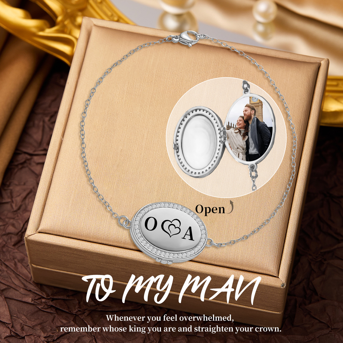 Personalized Photo Locket Couple Bracelet