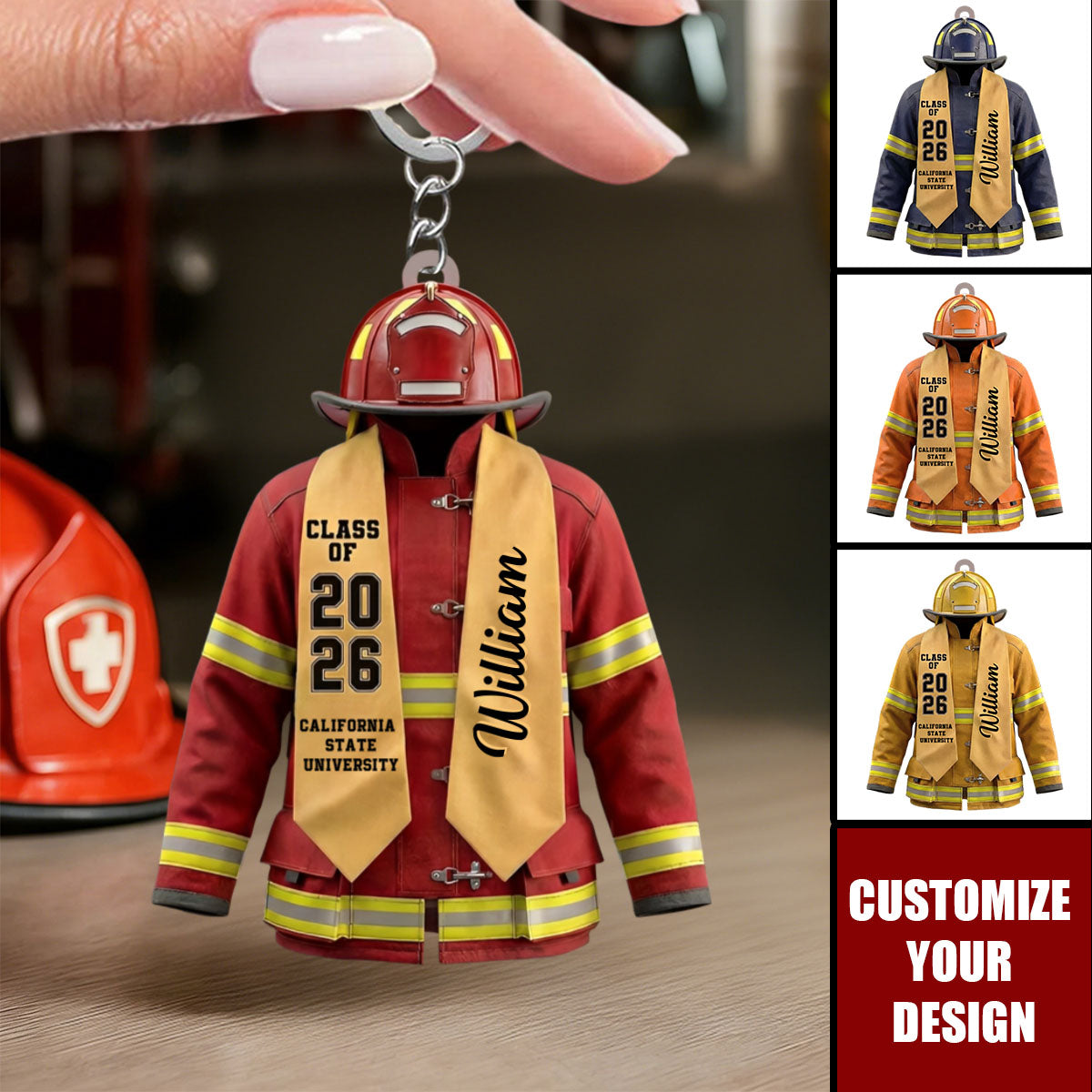Congratulations Graduation Class of Graduation Firefighter Keychain