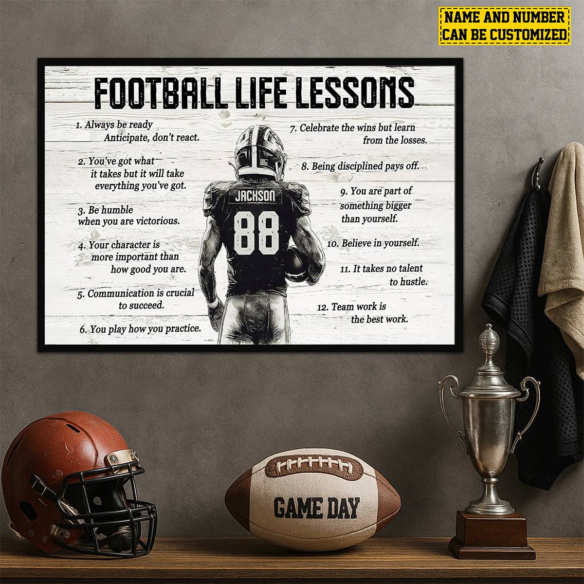 Football Life Lessons Personalized Canvas Poster - qianwill