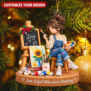 Personalized Artist Christmas Ornament, Custom Name Painter Holiday Keepsake