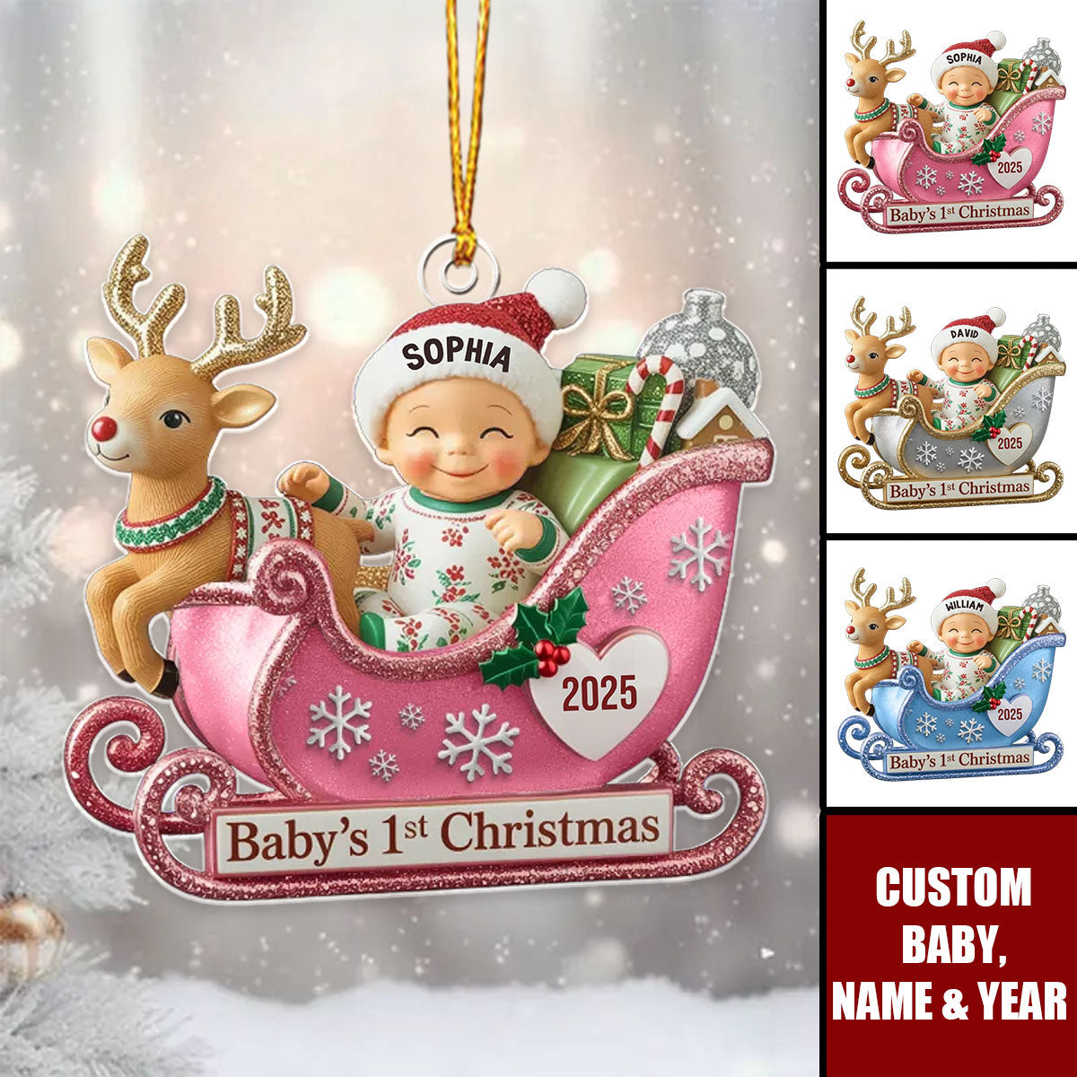 Custom Acrylic Ornament - Personalized Christmas Baby Shower, Gender Reveal Gifts For New Parents