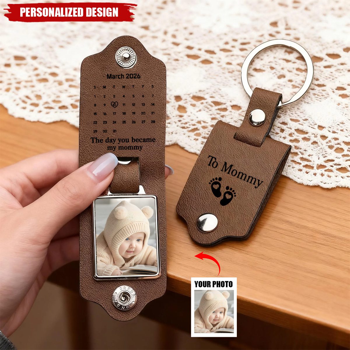 The Day You Became My Daddy Keychain, Personalised Baby Shower Gift