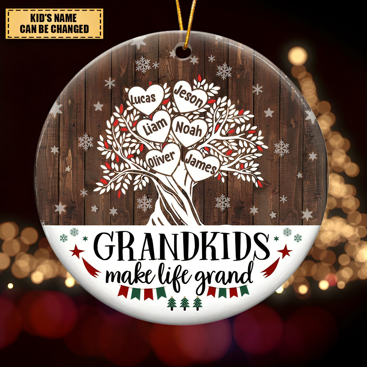 Grandchildren Make Life Great - Gifts for Grandma Personalized Ceramic Ornaments