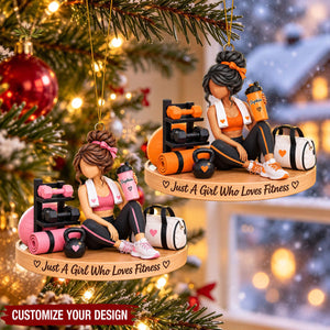 Personalized Fitness Gym Girl Christmas Ornament,Just A Girl Who Loves Fitness Ornament