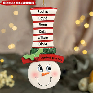 Personalized Snowman Lady with Large Hat Christmas Ornament