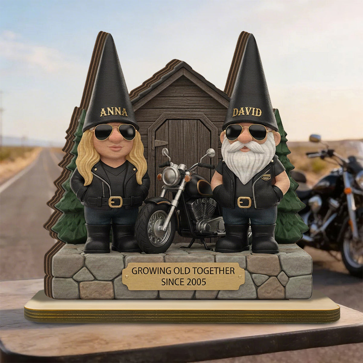 Personalized Motorcycle Couple Name & Year Plaque