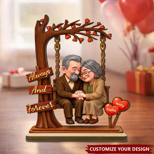 Old Couple Always and Forever - Personalized Wooden Plaque