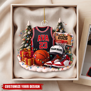 Personalized Basketball Ornament, Custom Name Number Basketball Player Christmas Gifts