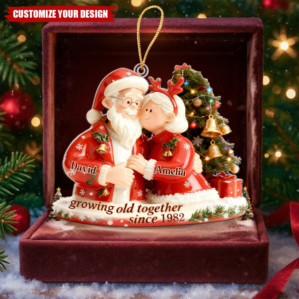 Personalized Christmas Couple Growing Old Together Ornament