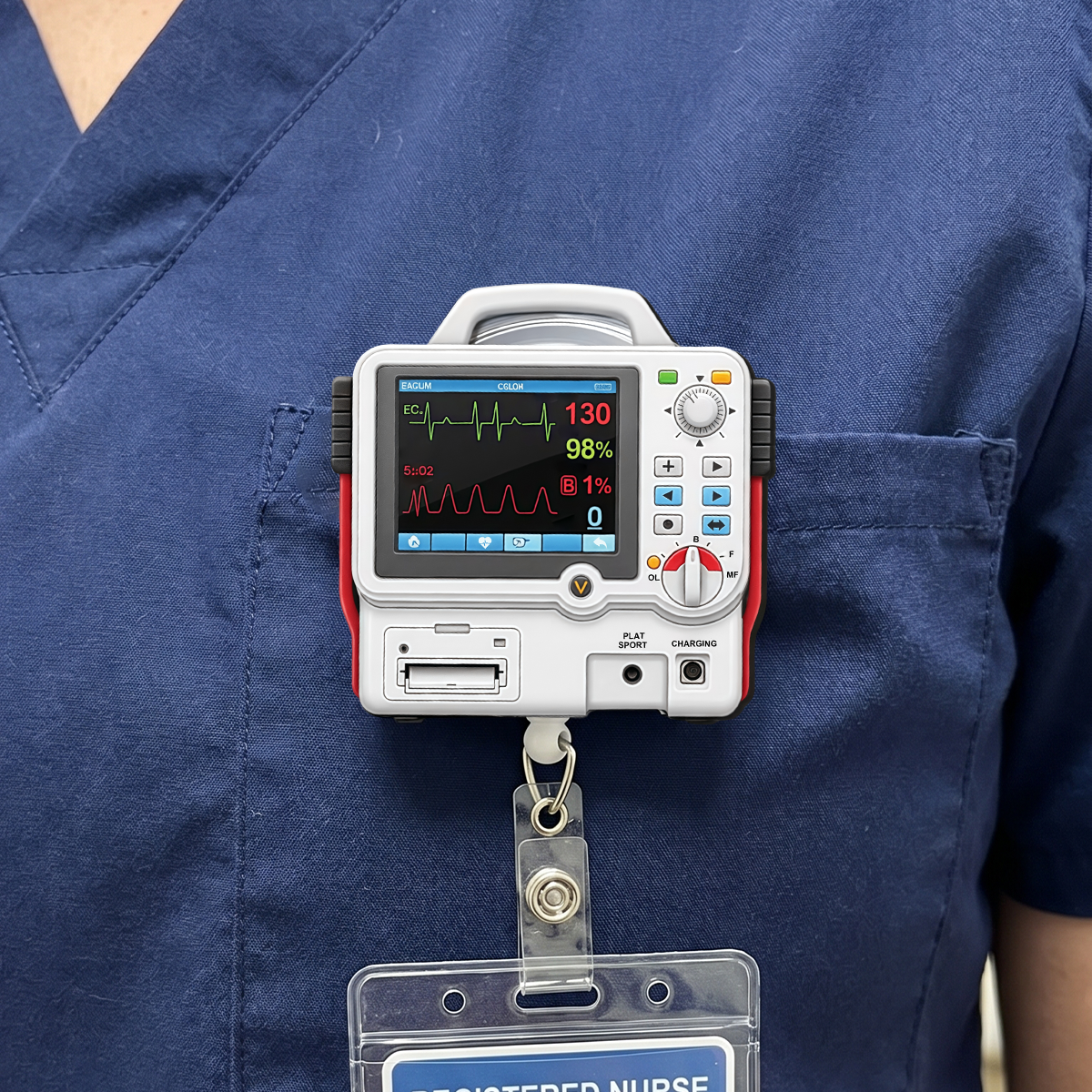 Defibrillator Badge Reel, Heart Monitor ID Holder, Funny EMT Nurse Gift