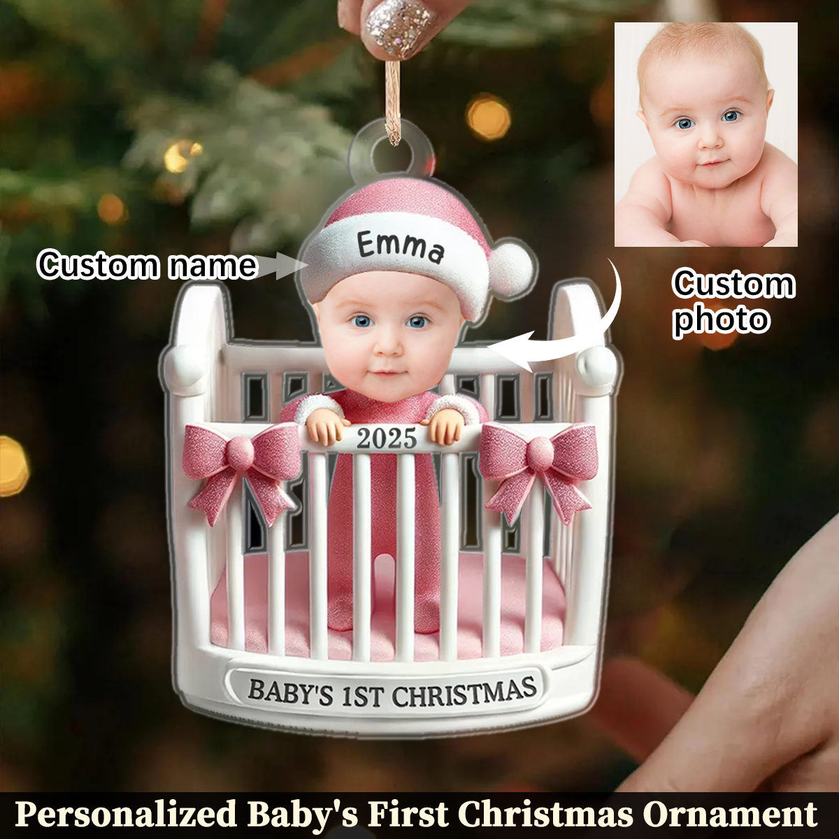 Baby's First Christmas - Personalized Custom Photo Acrylic Ornament