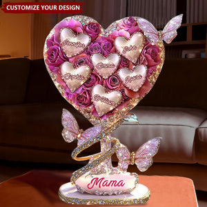 Mama Heart - Personalized Mother Custom Shaped Acrylic Plaque