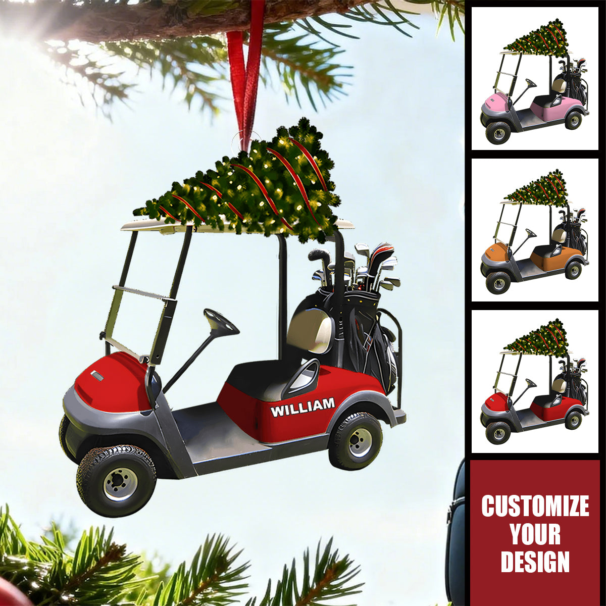 Funny Golf Cart - Personalized Golf Transparent Ornament