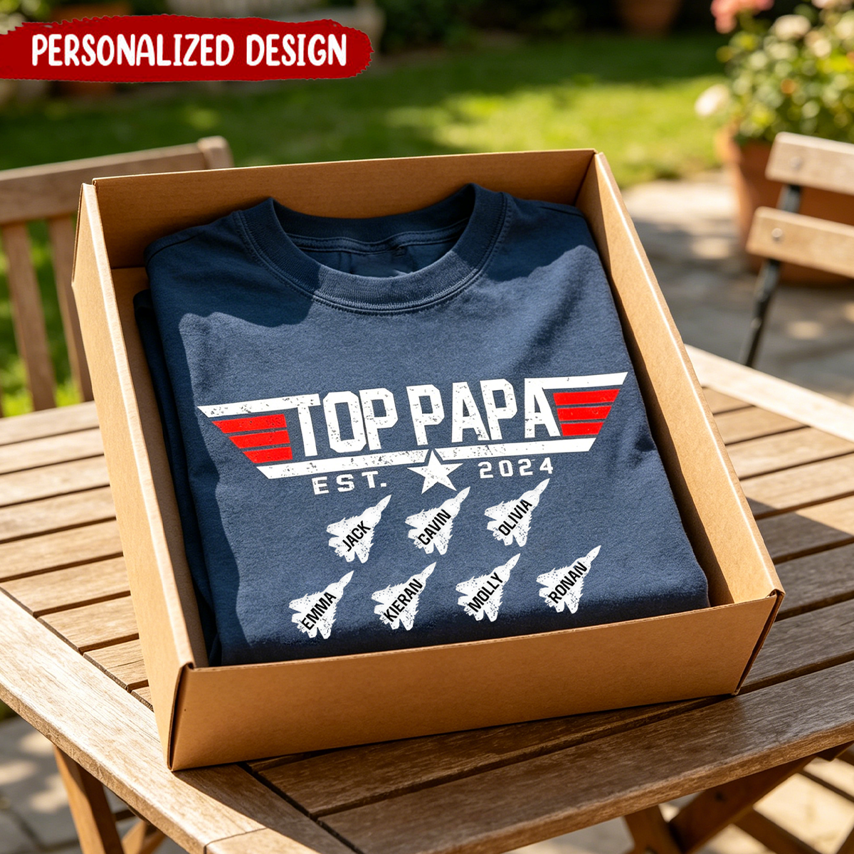 Custom Top Papa And Grandkids American 2026 T-Shirt