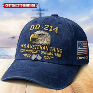Custom Name DD-214 Veteran Cap Military Pride Gift