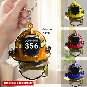 Personalized Firefighter Helmet Keychain, Firefighter Keychain