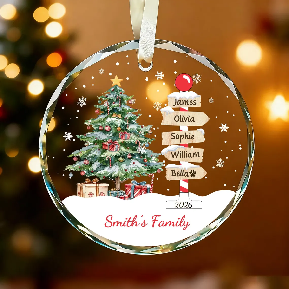 Custom Family Name Christmas Ornament 2026
