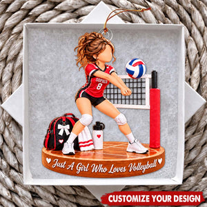Custom Volleyball Girl Ornament, Personalized Name and Number Christmas Decoration