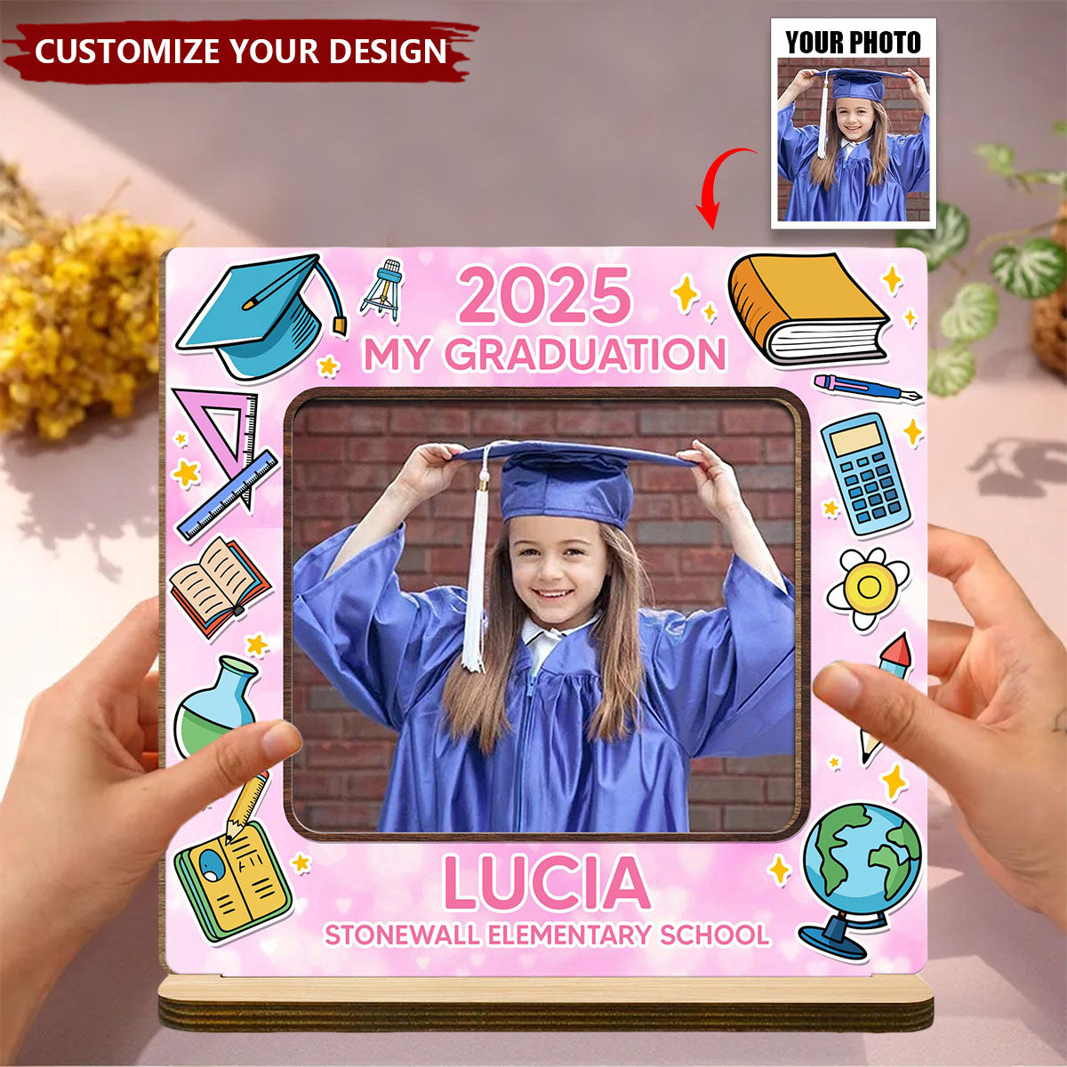 2025 My Graduation, Personalized Custom 2-Layer Wood Plaque With Flat Base