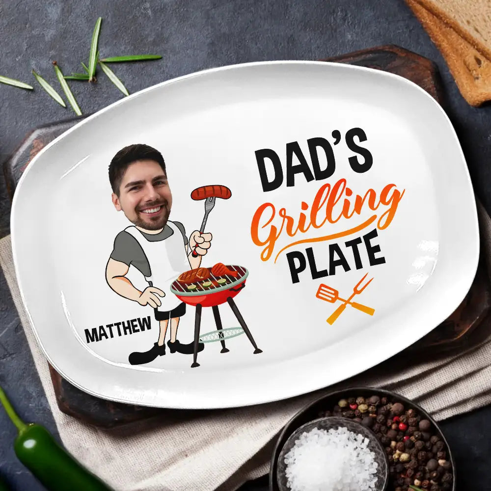 Custom Photo Daddy's Grilling Plate - Personalized Plate