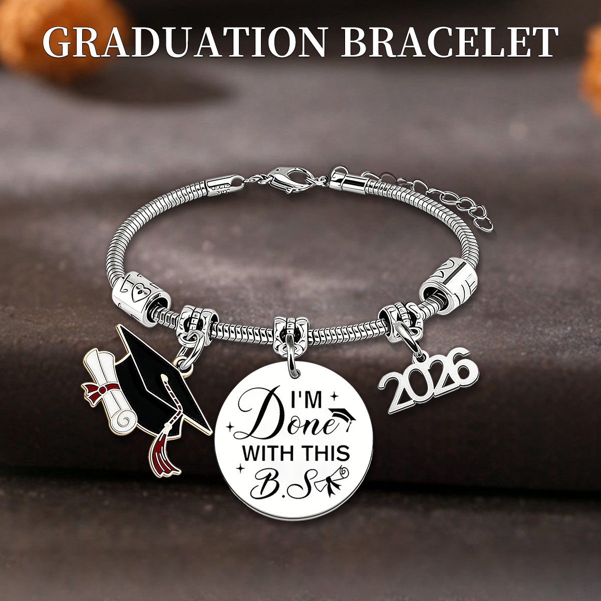 Personalized Custom Class of 2026 Graduation Bracelet