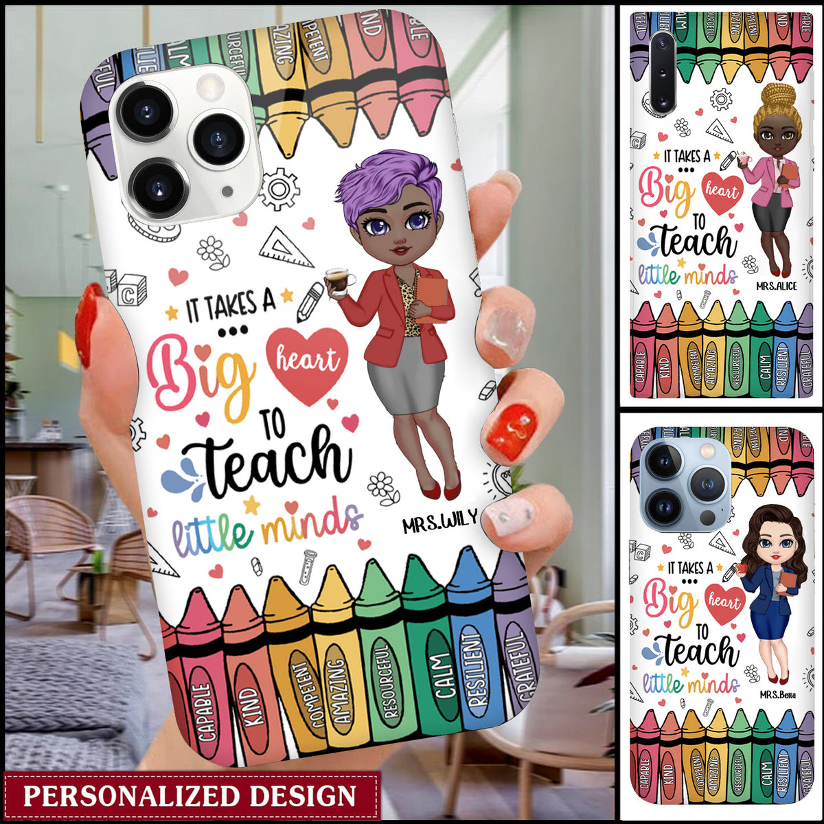 Calm Grateful Teacher - Personalized Glass Phone Case