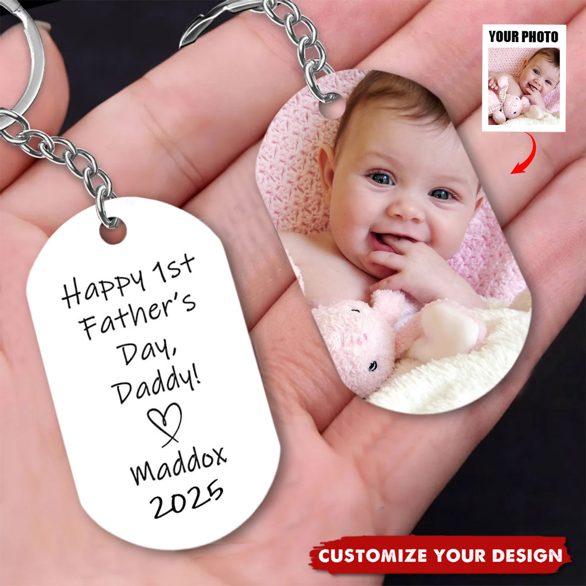 Happy 1st Father's Day - Personalized Keychain Gift For First Time Dad