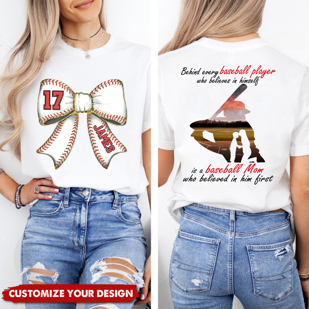 Personalized Baseball Mom T-Shirt, Gift For Baseball Lover