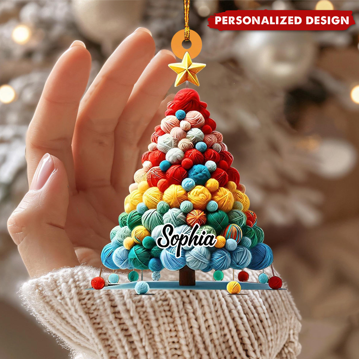 Personalized Knitting Christmas Ornament, Knitting Tree Hanging Decor