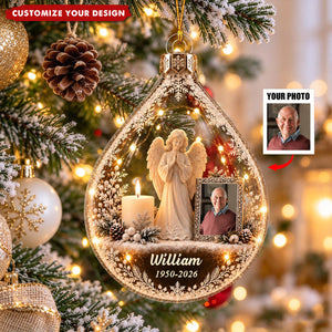 Personalized Memorial Photo Acrylic Ornament, Angel Christmas Keepsake