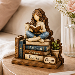 Personalized Girl Reading Wooden Plaque,Gift For Book Lovers