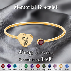 In Loving Memory With Wings Name Personalized Birthstone Bracelet