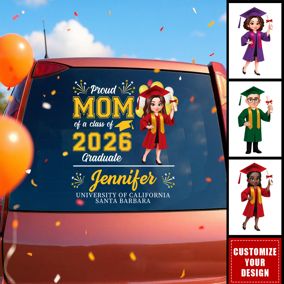 Go Where Your Dreams Take You - Personalized Graduation Decal Sticker