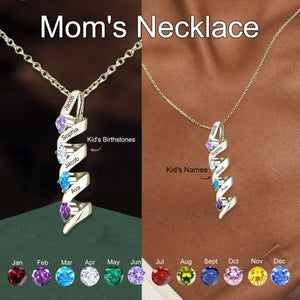 Personalized Family Names Birthstones Necklace For Mom Grandma